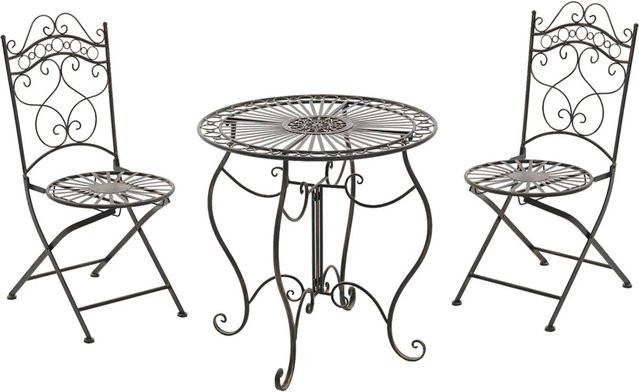 DELUKE Bistroset FUVER Gartenmöbelset für 2 Personen aus Metall in Bronze im Vintage-Design, B/T/H: 40 x 50 x 92 cm - Bild 1