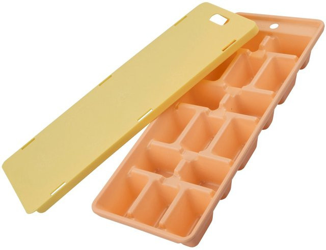 Fackelmann Eiswürfelform mit Deckel aus Kunststoff in Gelb/Orange, stapelbar und spülmaschinenfest - Bild 1