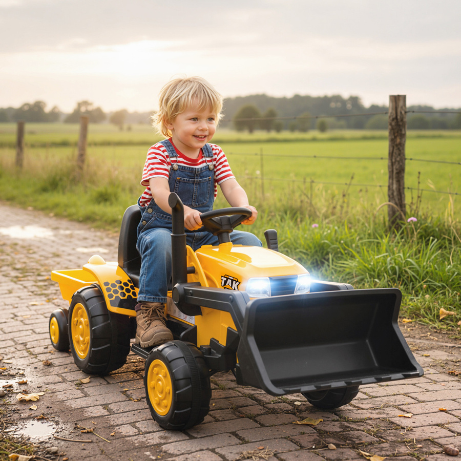 Aosom Kinder Elektro Bagger mit Anhänger, Gelb, ab 3 Jahre - Bild 2