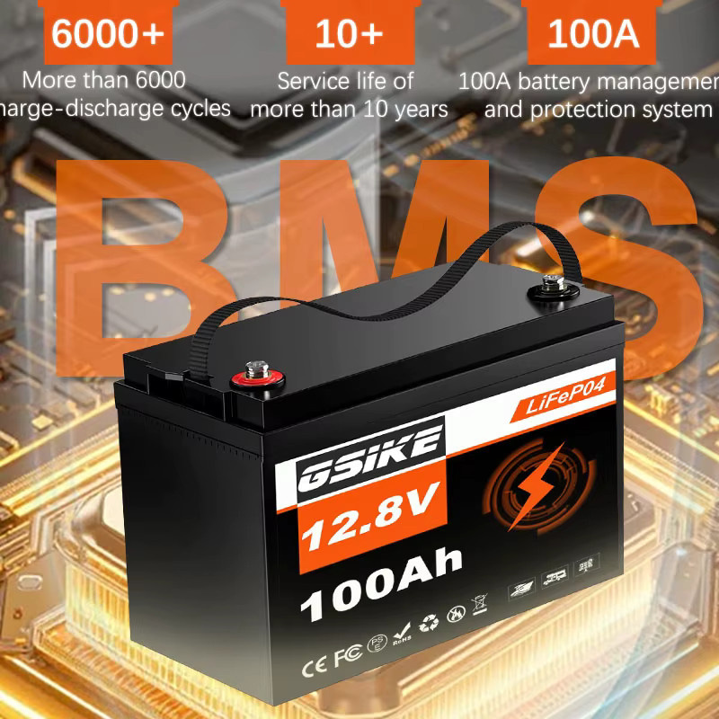 GSIKE LiFePO4 Batterie 100Ah in Schwarz für Wohnmobile, Golfcarts und Solarenergiespeicher mit BMS - Bild 5