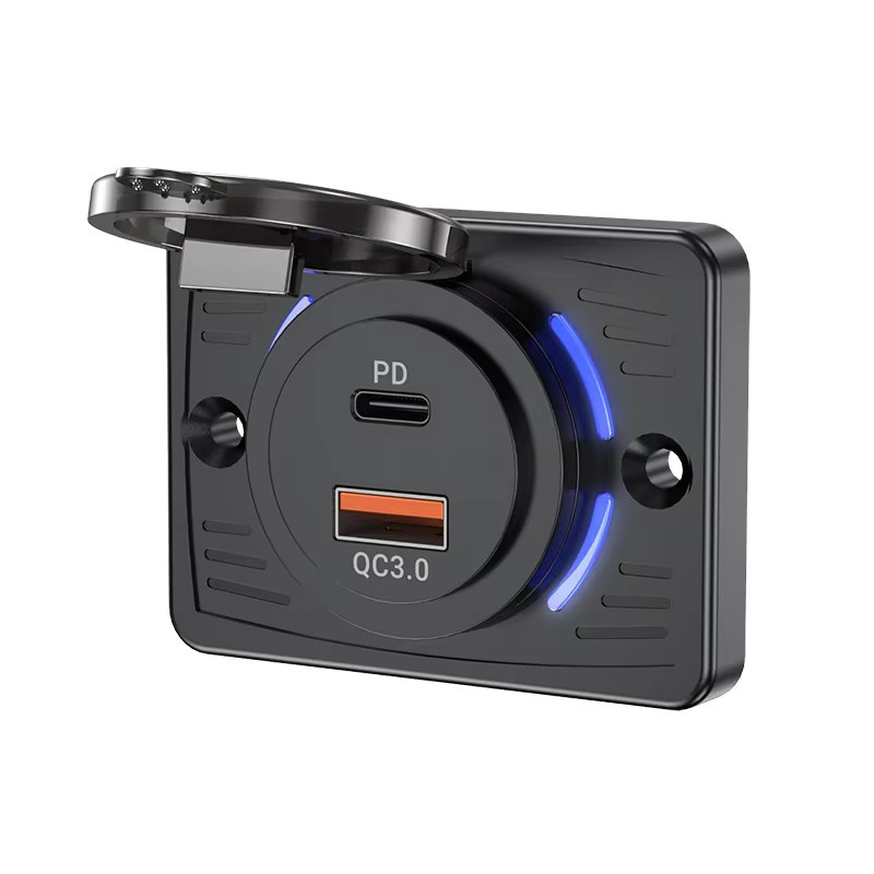 Kebidumei Wasserdichte Autoladebuchse mit PD 30 W und QC 3.0 18 W Schnellladefunktion, USB-C, Schwarz - Bild 4