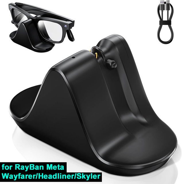 SZKOSTON Mini-Ladestation für RayBan Meta Smart AI-Brille Wayfarer Headliner Skyler in Schwarz mit USB-C-Kabel - Bild 1