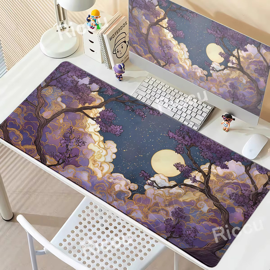 Riccu XXL Gaming-Mauspad mit Mondlicht, Sternenhimmel und Lavendel-Design in Multicolour - Bild 2