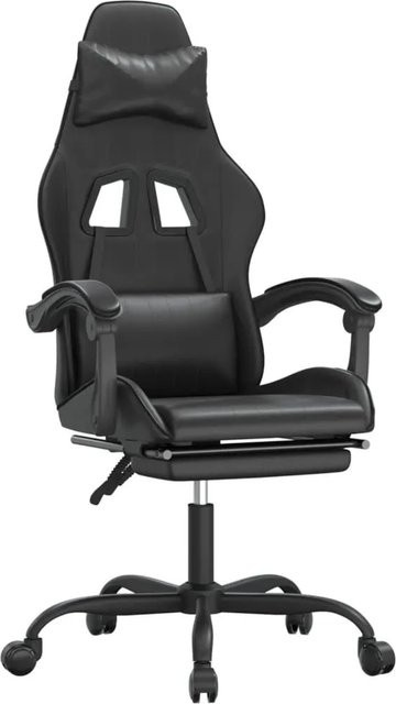 vidaXL Gaming-Stuhl in Schwarz aus Kunstleder mit Fußstütze, Kopfstütze und 360-Grad-Drehfunktion - Bild 1