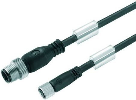 Weidmüller Sensor-Aktor-Steckverbinder M12 Stecker gerade mit Buchse gerade, schwarz, 3,00 m Länge - Bild 1