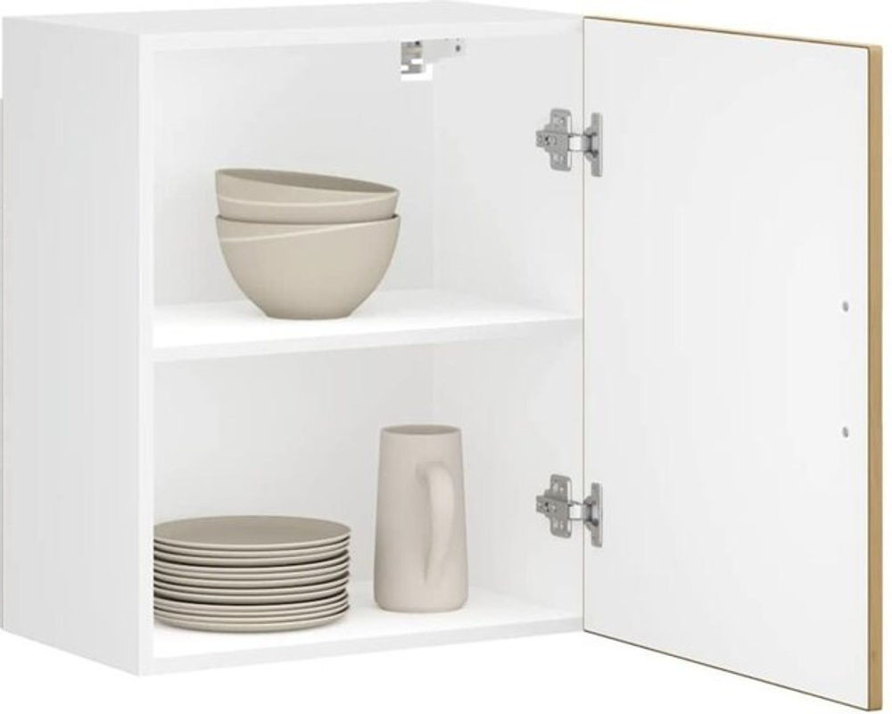 Küchen-Hängeschrank Porto von Vidaxl aus Holzwerkstoff in Eiche Natur, Beige und Weiß mit Drehtüren im minimalistischen Design - Bild 1