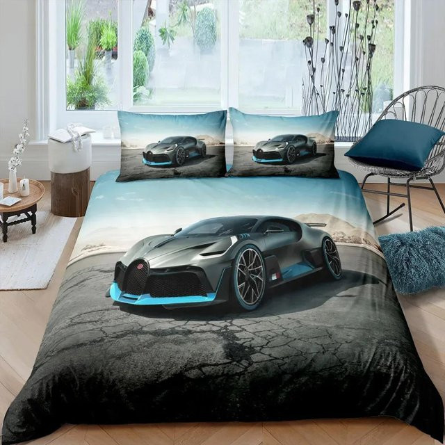 Lodestar Bettwäsche Set mit 3D Rennwagen Motiv aus Mikrofaser, Mehrfarbig, Breite: 70 cm, Breite: 133 cm - Bild 1