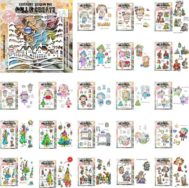 Weihnachts Schablone und Klarsichtstempel Set für Scrapbook und DIY Dekoration in Transparent - Bild 1