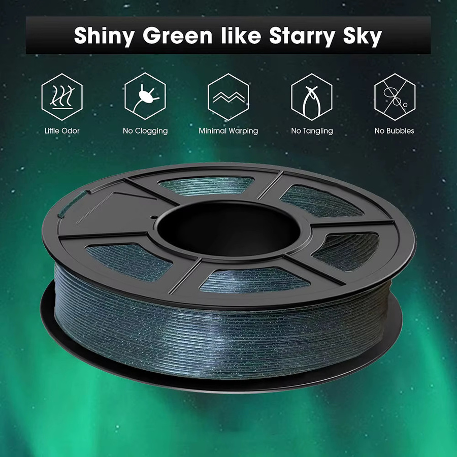 Leuchtendes PLA Filament für 3D-Drucker 1,75 mm im Sternenhimmel-Design, erhältlich in Blau oder Grün - Bild 2