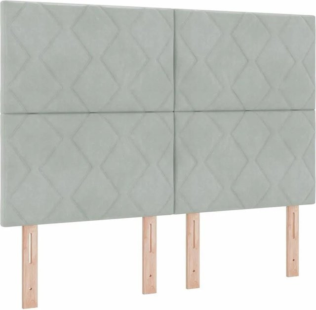 vidaXL Kopfteil aus Samt in Hellgrau mit geometrischem Design, Breite: 144 cm, Höhe: 118 cm, Tiefe: 8,2 cm - Bild 1