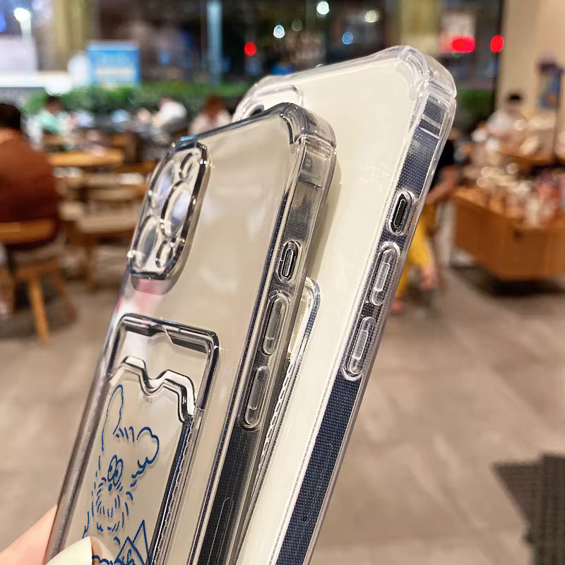 Blue Puppy Stoßfeste TPU-Telefonhülle mit Kartenhalter für iPhone 11 bis iPhone 17 Pro Max, Transparent - Bild 4