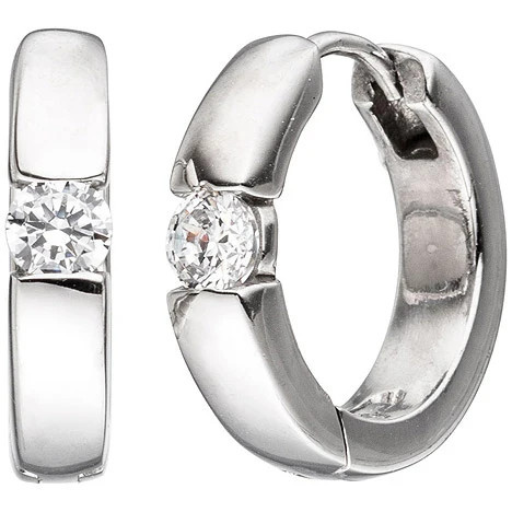 Colfem Creolen 925 Sterling Silber, 2 Zirkonia, Unisex - Bild 1