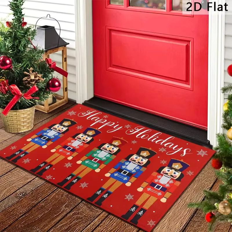 VIKAMA Weihnachtsmatte mit Nussknacker-Motiv in Rot für Innen und Außen - Bild 5