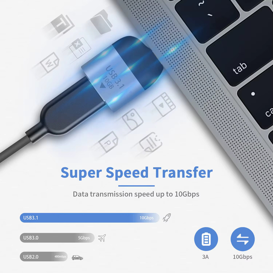 MOSHOU USB C auf USB 3.1 Adapter mit 10 Gbit/s für USB A auf USB C Konvertierung - Bild 2