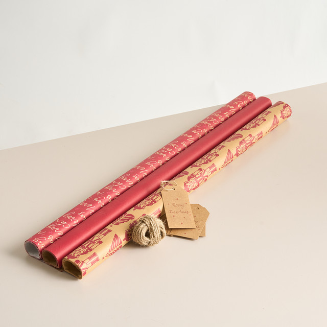 BLUME2000 Geschenkpapier Rot 3er-Set für Weihnachten - Bild 1