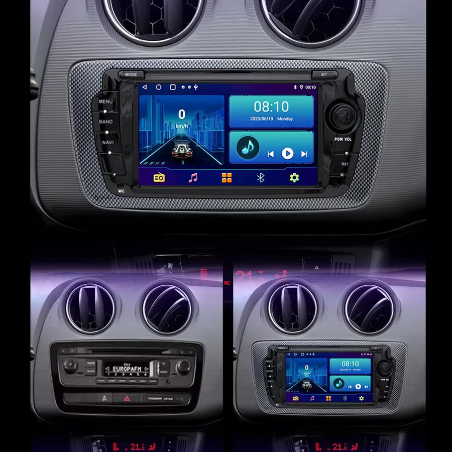 Icreative 2-DIN Autoradio für Seat Ibiza 2009–2013 mit CarPlay, Android Auto, GPS, Bluetooth und WiFi in Schwarz - Bild 2