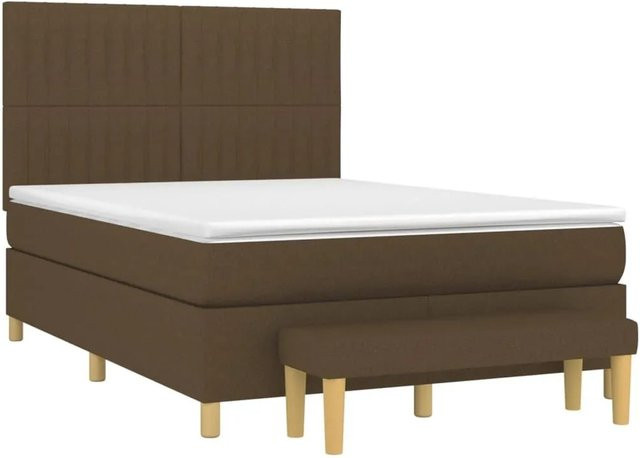 vidaXL Boxspringbett mit Matratze Hybrid-Design aus Stoff in Dunkelbraun und Weiß, B/T/H: 140 x 190 x 5 cm - Bild 1