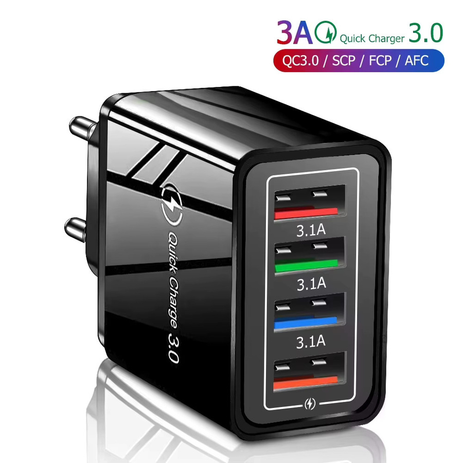 3A USB-Ladegerät mit 4 Ports und Quick Charge 3.0 Wandadapter für iPhone 16 Pro und andere mobile Geräte - Bild 2