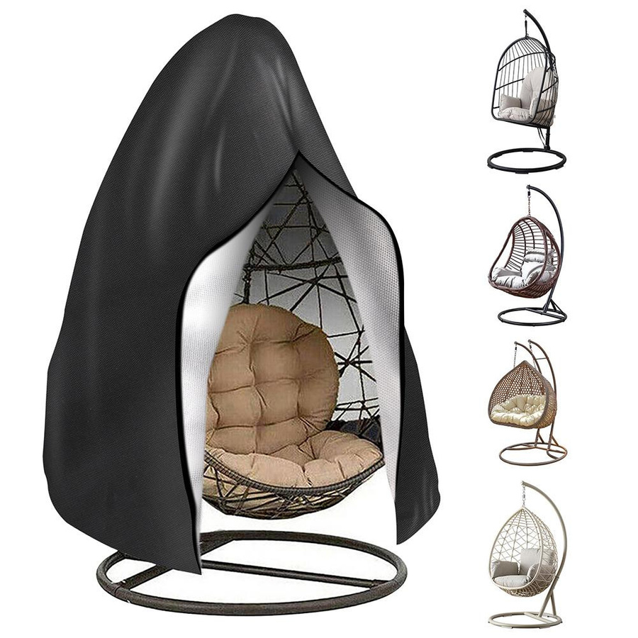 Wasserdichte Eier-Schaukelstuhlbezüge von ASDA3 in Schwarz mit Reißverschluss, B/H: 115 x 190 cm - Bild 1