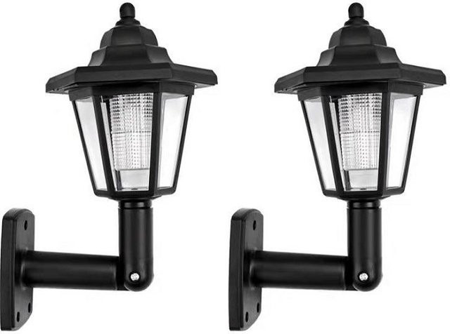 2er-Set YJMP Super Lighting Solar-LED-Wandleuchten in Weiß, sechseckige Outdoor-Solarleuchten mit Bewegungssensor und Dämmerungssensor für Garten und Außenbereich, warmweiß - Bild 1