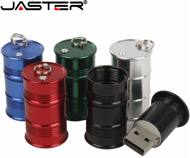 JASTER USB-Flash-Laufwerk in Öl-Trommel-Design aus Metall, USB 2.0 Pen Drive in Rot, Schwarz oder Multicolour - Bild 1