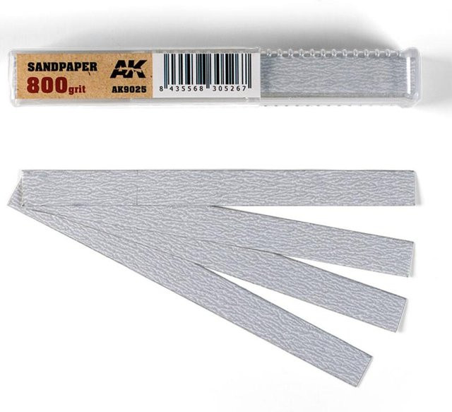 AK Interactive Dry Sandpaper 800 grit, Nachfüllpack, 50-teiliges Set, Grau - Bild 1