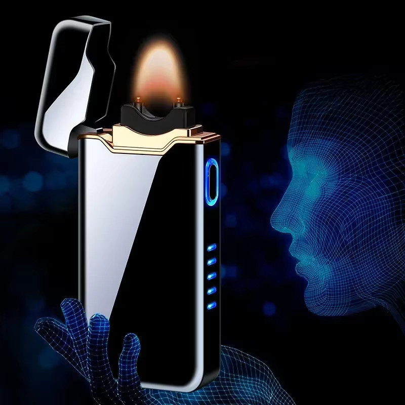 Winddichtes elektronisches USB-wiederaufladbares Plasma-Lichtbogenfeuerzeug aus Metall mit Batterieanzeige von szhyck in Silber oder Schwarz - Bild 5