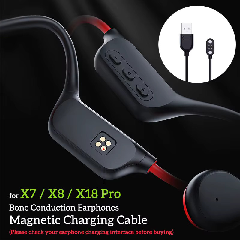 VAORLO Magnetisches Ladekabel mit Datenübertragung für Knochenleitung Kopfhörer X7 X8 X18pro in Schwarz - Bild 2
