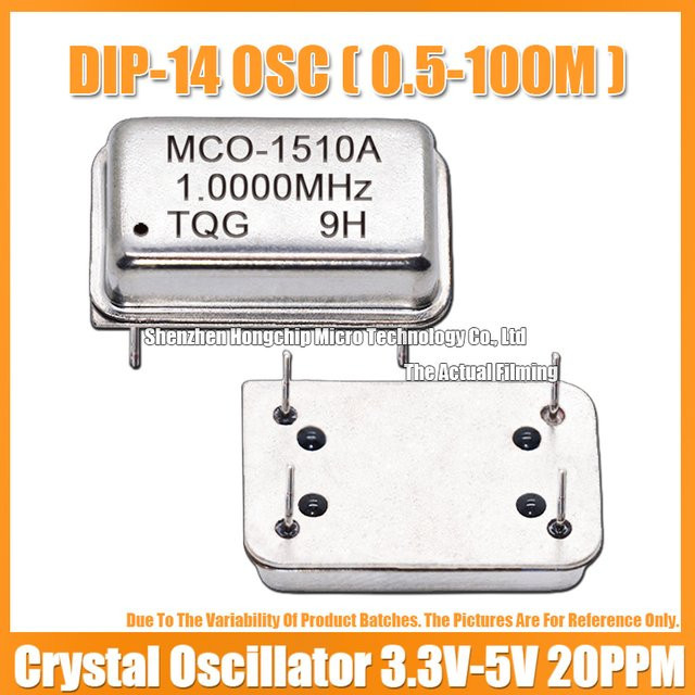 2er-Set DIP-14 Aktiver Quarzoszillator 1 MHz, 1,000 MHz, Silber, 3,3V-5V kompatibel, 15pF, 20ppm - Bild 1