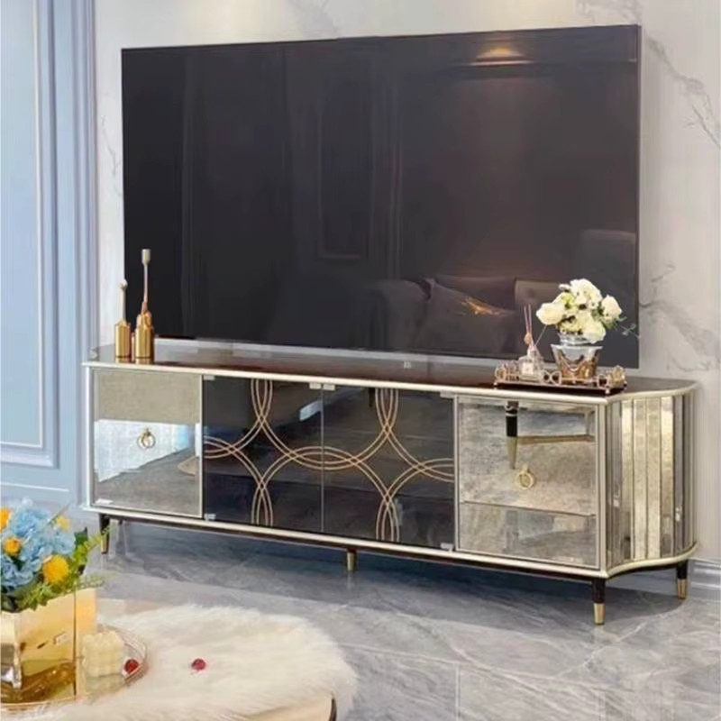 DUTRIEUX Nordic Silver TV-Schrank modern mit Glas, Breite: 200 cm, Höhe: 68 cm, Tiefe: 45 cm - Bild 4