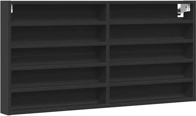 vidaXL Vitrinenschrank Schwarz mit Glastüren und Regalböden, Wandmontage, B/H/T: 100 x 50 x 8,5 cm - Bild 1