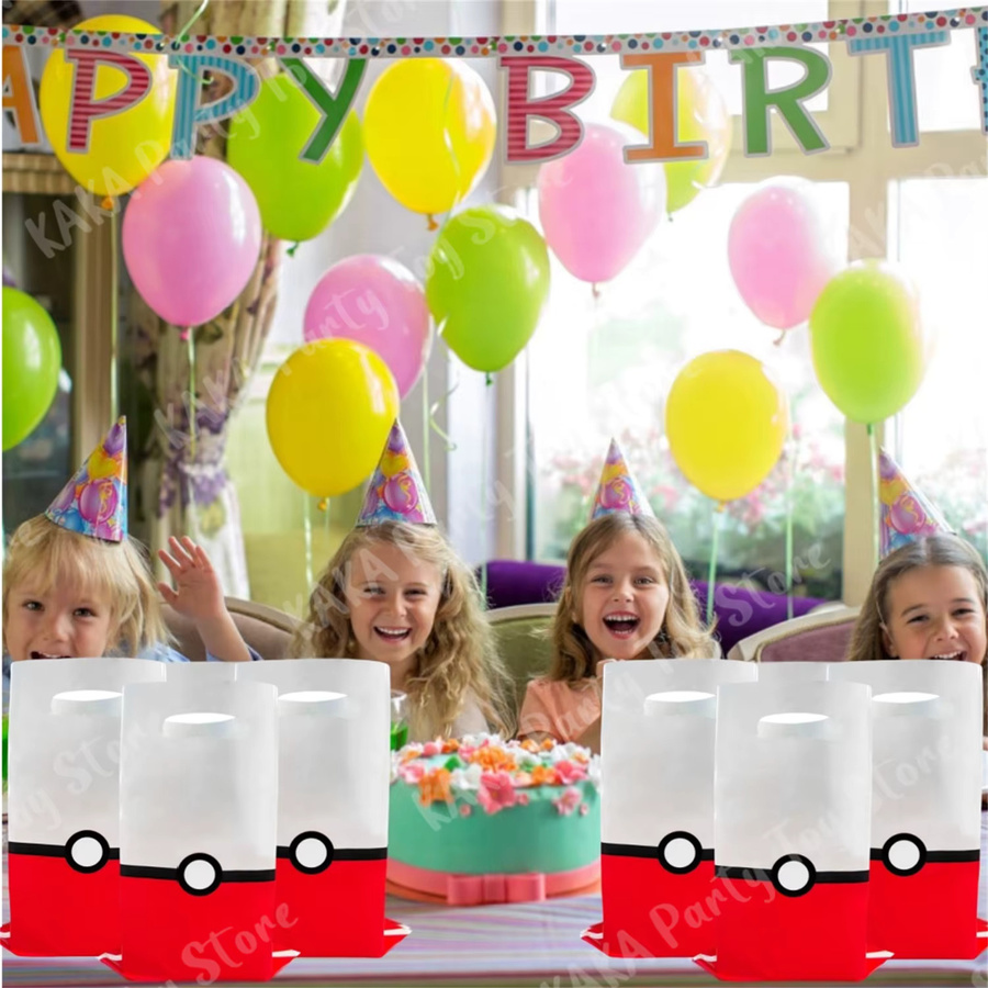 Pokemon Pokeball Süßigkeiten-Verpackungstaschen aus Papier für Kindergeburtstage und Babypartys von Takara Tomy in Weiß - Bild 3