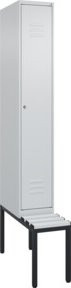 C+P Spind Classic PLUS Garderobenschrank mit Sitzbank, 1 Abteil, Lichtgrau, B/T/H: 212,0 x 30,0 x 81,5 cm - Bild 1