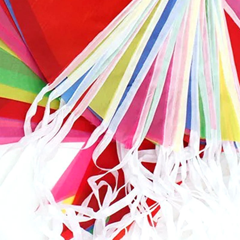 Tooarts Bunte Wimpel Girlande aus Polyester für Außenbereich und Geburtstag, 10 Stück, 50 m Länge, Mehrfarbig - Bild 4