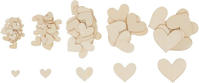 VBS Streuteile Herz Mila aus Sperrholz in Natur und Beige - Bild 1
