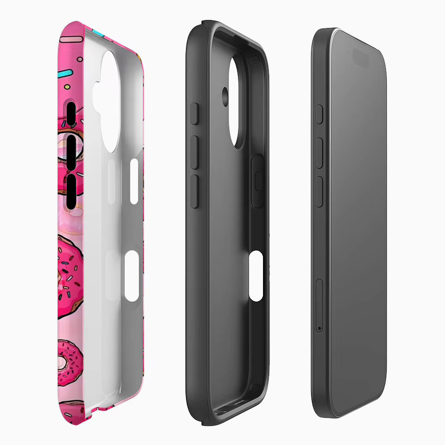 Pink Donut Delight Handyhülle für Apple iPhone 17 16 15 14 13 12 11 Pro Max Plus mit doppelschichtiger Rückseite in Pink - Bild 2