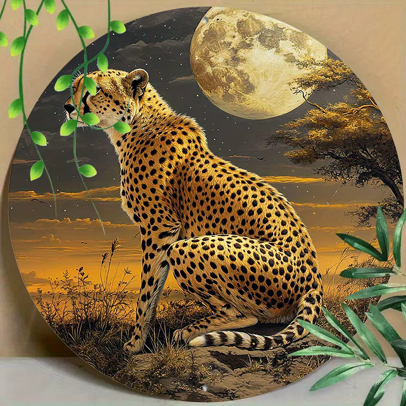 Potdemiel Wandkunst Cheetah aus Metall, HD-gedrucktes Metalldekor in Multicolour, Durchmesser: 20 cm - Bild 2