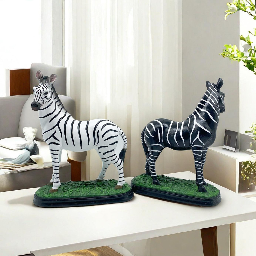 Yiran Furniture Zebra Ornament aus Harz in Schwarz-Weiss für Wohnzimmer und Arbeitszimmer - Bild 3