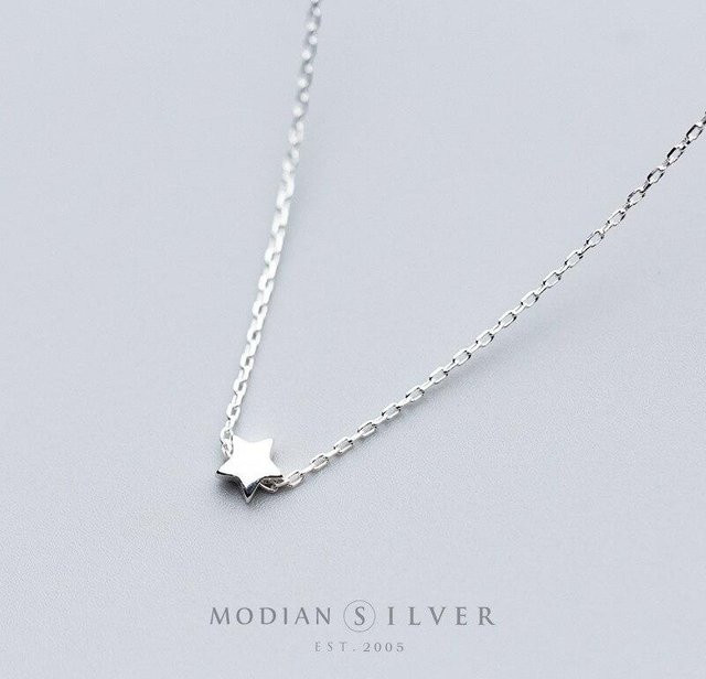 Halskette Glücksstern-Anhänger, 925 Silber, Weiß, Damen - Bild 1