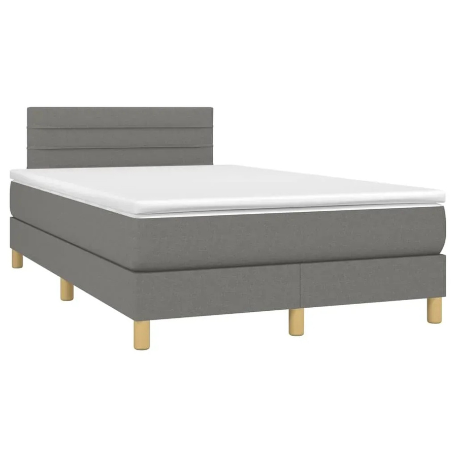 vidaXL Boxspringbett mit Matratze in Dunkelgrau, Hybridbett mit LED-Unterbettbeleuchtung und USB-Ladeport, B/T: 120 x 200 cm - Bild 2