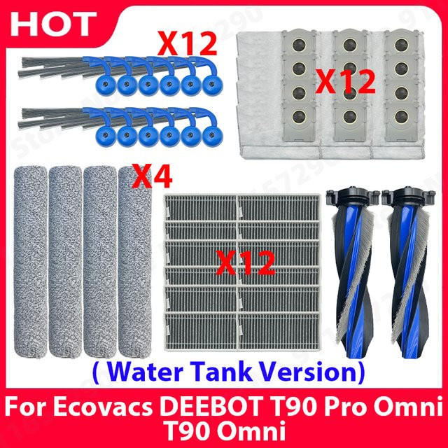 Ecovacs DEEBOT T90 Pro Omni und T90 Omni Zubehör-Set mit Hauptbürste, Seitenbürste, HEPA-Filter, Rollenmopp und Staubbeuteln (Wassertank-Version) - Bild 1