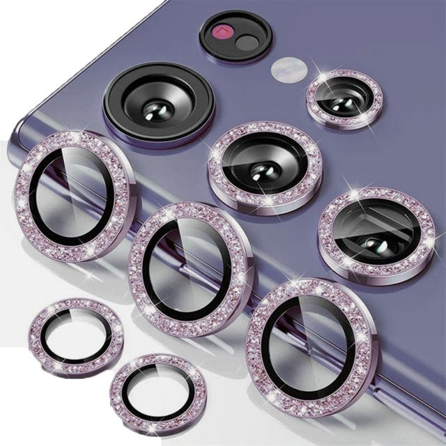 Glitzer Kameraring Displayschutzglas für Samsung Galaxy S23 Ultra in Silber - Bild 1