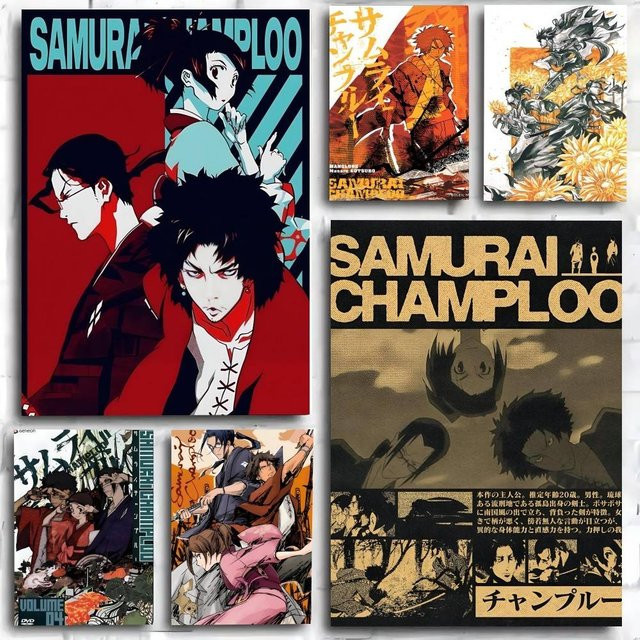 Vintage Samurai Champloo Anime-Poster als Kunstdruck in Mehrfarbig, Rechteckiges Papierposter zur Wanddekoration - Bild 1