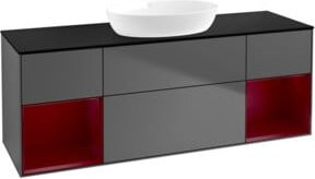 V&B Waschtischunterschrank Finion mit Wandbeleuchtung, Anthrazit lackiert, B: 160 cm, T: 50,1 cm, H: 50,1 cm - Bild 1