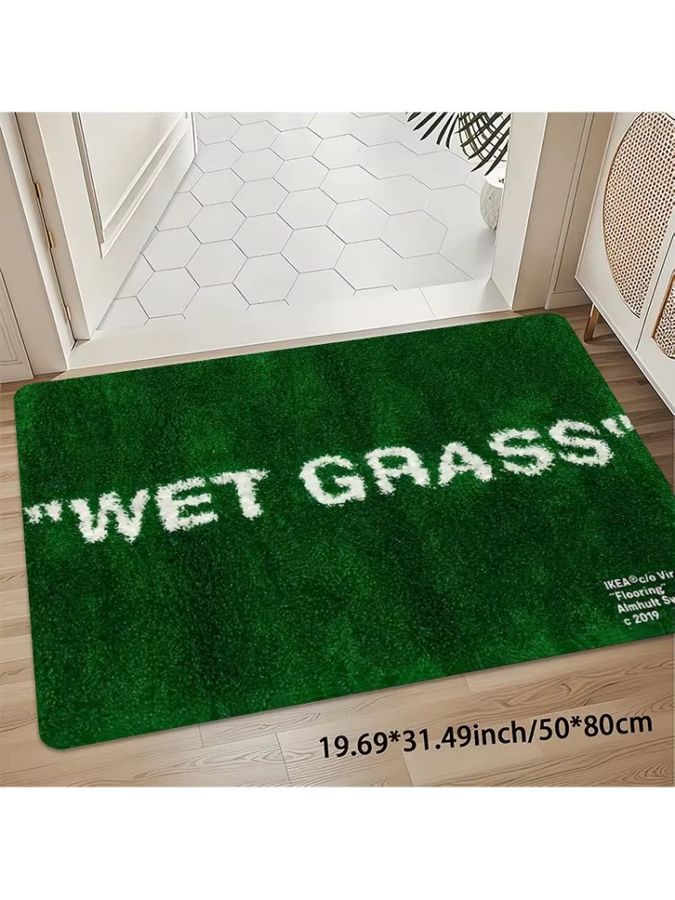 VIKAMA Light Luxury Bodenmatte Wet Grass in Grün für Eingangsbereich, Badezimmer oder Schlafzimmer - Bild 2