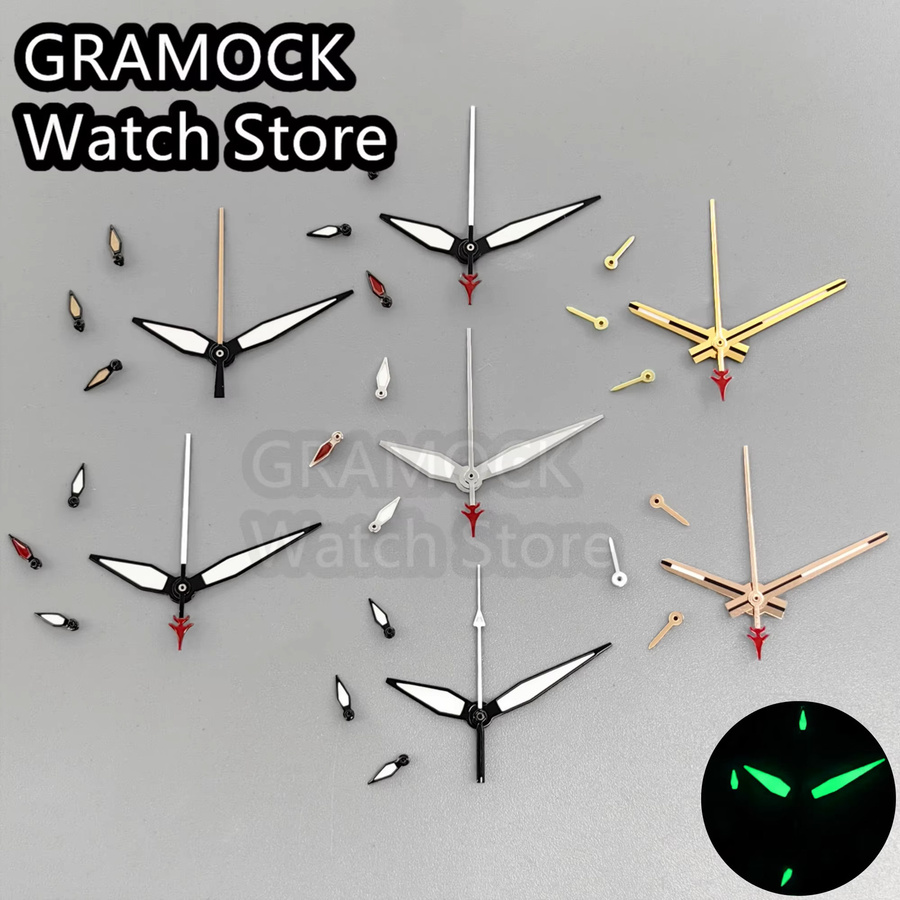 GRAMOCK Uhrenzeiger, Silber, Rot, Schwarz, 6 Stück, Unisex - Bild 1