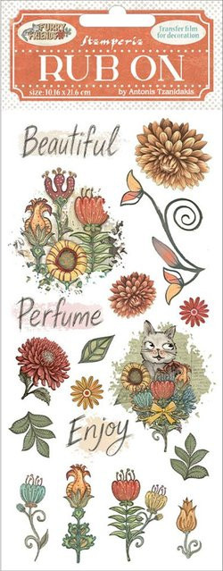 Rub On Transferfolie Furry Friends Flowers - Bild 1