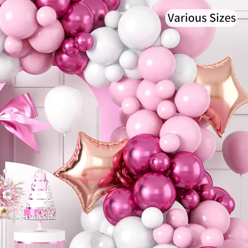 104-teiliges Ballonbogen-Set in Rosa und Weiß mit Sternen und Roségold-Stangen zur Dekoration für Hochzeiten - Bild 2