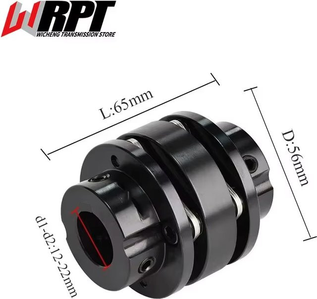 CLTG-Kupplung Doppelmembran mit Keilnut 45 Stahl-Flanschkupplung mit hohem Drehmoment und Stufen CLTG-56X65 CNC-Antriebsteile in Schwarz - Bild 1