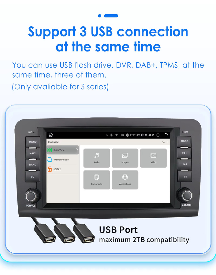 Hizpo 8 Zoll Android All-in-One Autoradio mit GPS Navigation und Carplay für Mercedes Benz M-Klasse W164 und GL-Klasse X164 in Schwarz - Bild 2